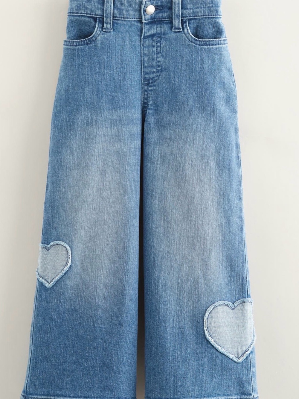 Tucker + Tate Light Blue Wide-Leg Denim Pants with Heart Patches